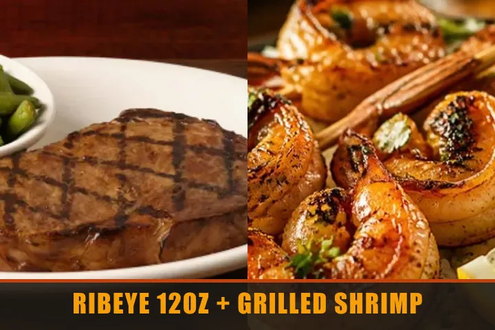 Texas Roadhouse Ribeye 12oz & Grilled Shrimp with price