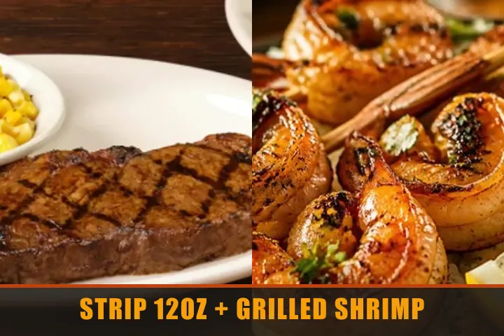 Texas Roadhouse Strip 12oz & Grilled Shrimp with price