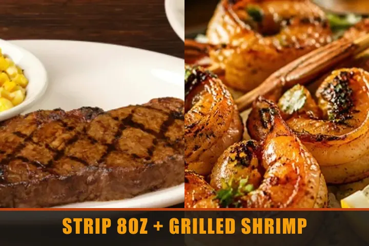 Texas Roadhouse Strip 8oz & Grilled Shrimp with price
