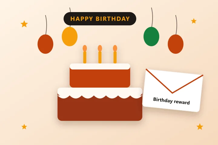 Birthday cake and birthday reward email for Texas Roadhouse VIP Club members